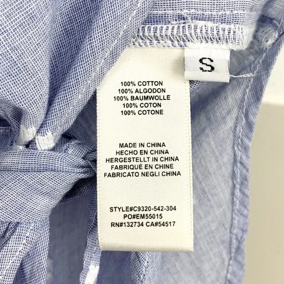 Anthropologie Cloth and Stone Clip Dot Button Down Short Sleeve Tie Front Top - Picture 8 of 10